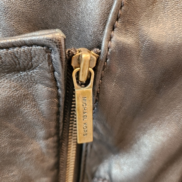 Michael Kors Leather Moto Jacket, Black, Size US M - Picture 7 of 15